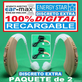 Paquete de 2 - EAR MAX® ENERGY STAR - DISCRETO EXTRA - Aparato Auditivo 100% DIGITAL - con 4 Canales de Frecuencia
