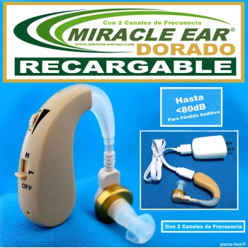 MIRACLE EAR® DORADO RECARGABLE Aparato Auditivo Con 2 Canales de Frecuencia