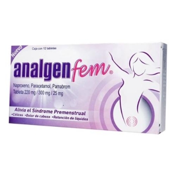 ANALGEN FEM (NAPROXENO ,PARACETAMOL.PANABROM) 220/300/25mg 12 TABS