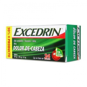 EXCEDRIN (ACIDO ACETILSALICILICO/PARACETAMOL/CAFEINA) 24 TABS