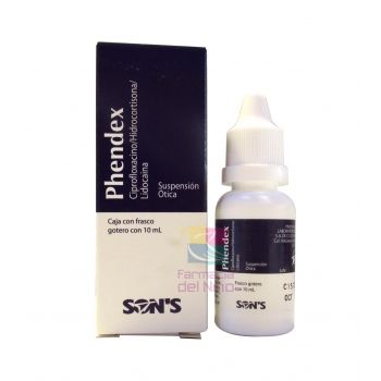 PHENDEX (CIPROFLOXACINO / HIDROCORTISONA / LIDOCAINA) SUSP OTICA 10 ML