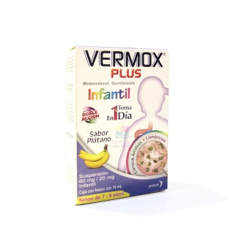 VERMOX PLUS (MEBENDAZOL / QUINFAMIDE) KIDS  60/20MG BANANA