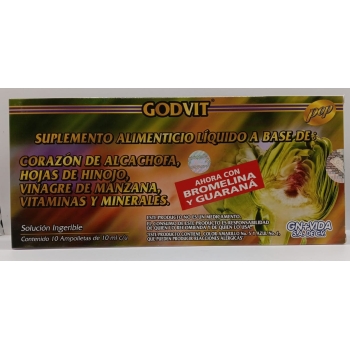 ALCACHOFA, HINOJO, VINAGRE MANZANA, VIY Y MINERALES 10 AMPOLLETAS INGERIBLES  C/10ML