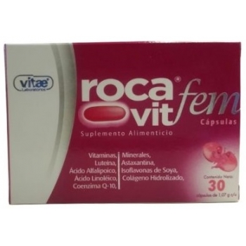 ROCA VIT FEM (VITAMINAS, LUTEINA, ACIDO ALFALIPOICO, ACIDO LINOLEICO, COENZIMA Q10, MINERALES, ASTAXANTINA, ISOFLAVONAS DE SOYA,  COLAGENO HIDROLIZADO