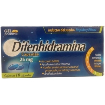 DIFENHIDRAMINA 25MG 10 CAPSULAS