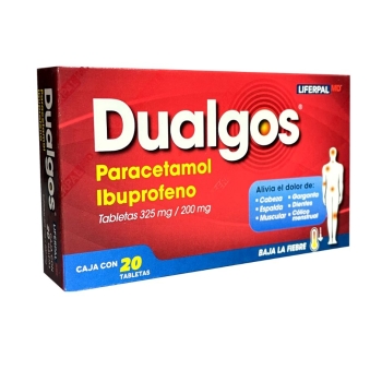 DUALGOS (PARACETAMOL, IBUPROFEN) 325MG/200MG 20 TABLETS