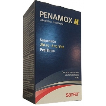 PENAMOX (AMOXICILINA, BROMHEXINA) 250MG-8MG FRASCO CON 75 ML DE SUSPENSION