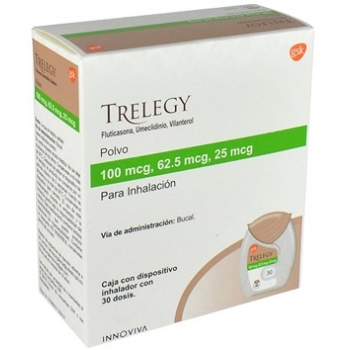 TRELEGY (FLUTICASONA, UMECLIDINIO, VILANTEROL) 100MCG/62.5MCG/25MCG DISPOSITIVO INHALADOR CON 30 DOSIS