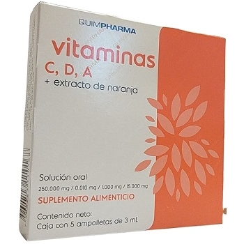 VITAMINS C, D, A PLUS ORANGE EXTRACT 3 AMPOULES OF 3 ML