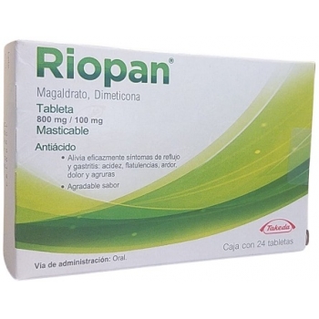 RIOPAN (MAGALDRATO, DIMETICONA) 800MG/100MG 24 TABLETAS