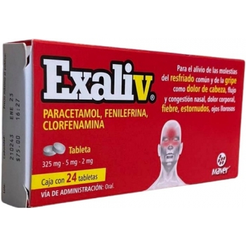 EXALIV (PARACETAMOL, PHENYLEPHRINE, CHLORPHENAMINE) 24 TABLETS