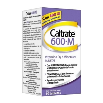 CALTRATE 600+M 30 TABLETAS