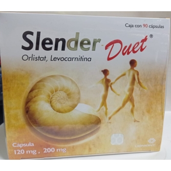 SLENDER DUET (ORLISTAT/LEVOCARNITINA) 120MG/200MG 90 CAPSULAS