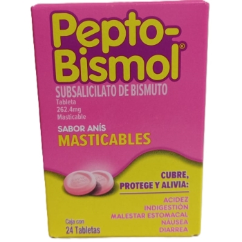 PEPTO-BISMOL 262.4MG SABOR ANIS 24 TABLETAS MASTICABLES