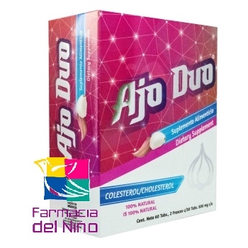 AJO DUO COLESTEROL 500MG 2 FRASCO 30 TABLETAS CADA UNO