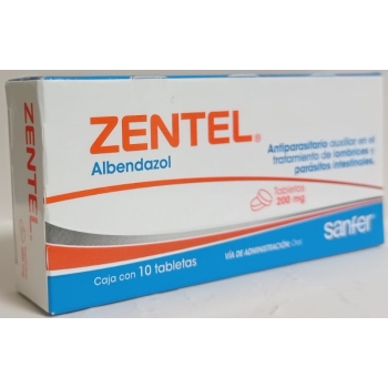 ZENTEL (ALBENDAZOL) 200MG 10TABLETAS