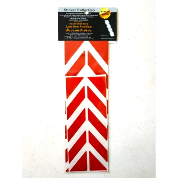 STICKERS REFLECTIVO 25X8 CM PAQ 2 PZAS ROJO
