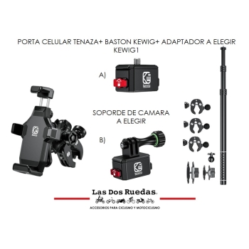 PORTA CELULAR TENAZA+ BASTON KEWIG+ ADAPTADOR A ELEGIR