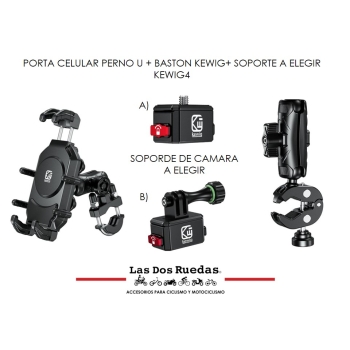 PORTA CELULAR PERNO U + KIT CAMARA SOPORTE A ELEGIR