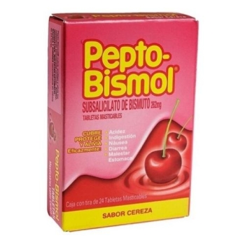 PEPTO-BISMOL 24 tabletas masticables sabor cereza