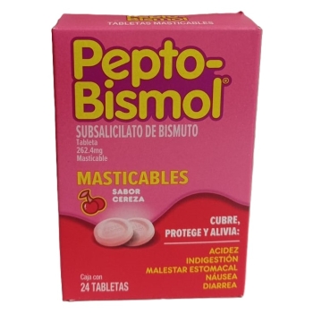 PEPTO-BISMOL 24 tabletas masticables sabor cereza