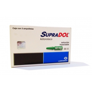 SUPRADOL IM IV (KETOROLACO) 3 AMPS 30MG *THIS PRODUCT IS ONLY AVAILABLE IN MEXICO
