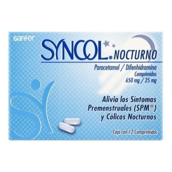 SYNCOL NOCTURNO 650/25MG 12 COMPR