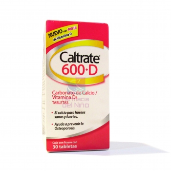 CALTRATE 600+D (CARBONATO DE CALCIO/VITAMINA D3) C/30 TABS