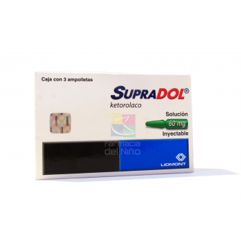 SUPRADOL (KETOROLACO) SOL INY 3 AMPS 60MG *THIS PRODUCT IS ONLY AVAILABLE IN MEXICO
