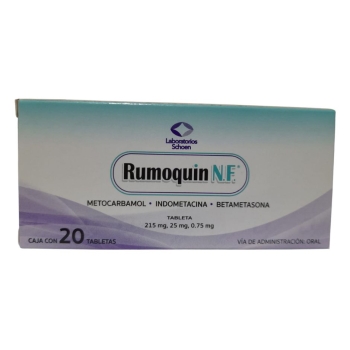 RUMOQUIN N.F. (METOCARBAMOL / INDOMETACINA / BETAMETASONA) 20TABLETAS