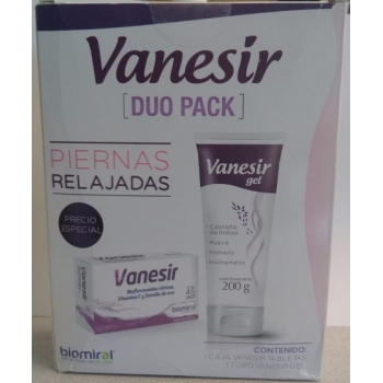 VANESIR DUO PACK (BIOFLAVOIDES, VITAMINA C, SEMILLA DE UVA, CASTAÑO DE INDIAS, ROMERO.) 500MG/200G 45 TABLETAS Y 1 TUBO EN GEL