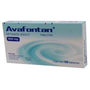 AVAFONTAN (METAMIZOL SODICO) 500MG 10 TABLETAS