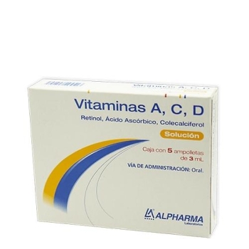 VITAMINAS A, C, D (RETINOL, ACIDO ASCORBICO, COLECALCIFEROL) 3ML AMPOLLETAS