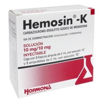 HEMOSIN K (CARBAZOCROMO-BISULFITO SODICO DE MENADIONA) 10MG SOLUCION INYECTABLE