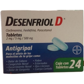 DESENFRIOL D (CHLORPHENAMINE, PHENYLPHRINE, PARACETAMOL) 2MG / 5MG / 500MG 24TAB