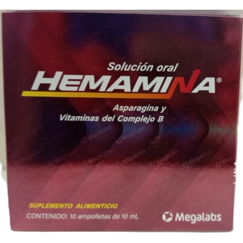 HEMAMINA (EXTRACTO DE HIGADO Y VITAMINAS DEL COMPLEJO B) 10 AMPOLLETAS DE 10 ML *Este producto no se envía fuera de México*