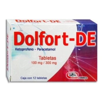 DOLFORT-DE (KETOPROPHENE/PARACETAMOL) 100MG/300MG 12 TABLETS