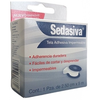 SEDASIVA TELA ADHESIVA IMPERMIABLE 1 PZA DE 2.5 CM POR 5 M.