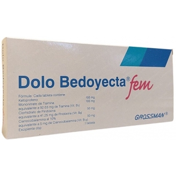 DOLO BEDOYECTA FEM (KETOPROFENO, VITAMINAS B1, B6, B12) 100MG/100MG/50MG/50MG 10 TABLETAS