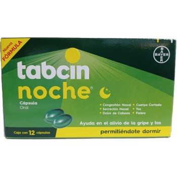 TABCIN NOCHE (PARACETAMOL/DEXTROMETORFANO/DOXILAMINA/FENILEFRINA) 250MG/10MG/6.25MG/5MG 12 CAPSULAS