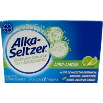 ALKA-SELTZER LIMA-LEMON WITH 12 EFFERVESCENT TABLETS