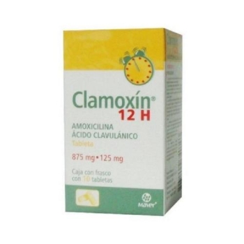CLAMOXIN (Amoxicilina/ácido clavulánico) 12 H 875/125 MG C/10 TAB